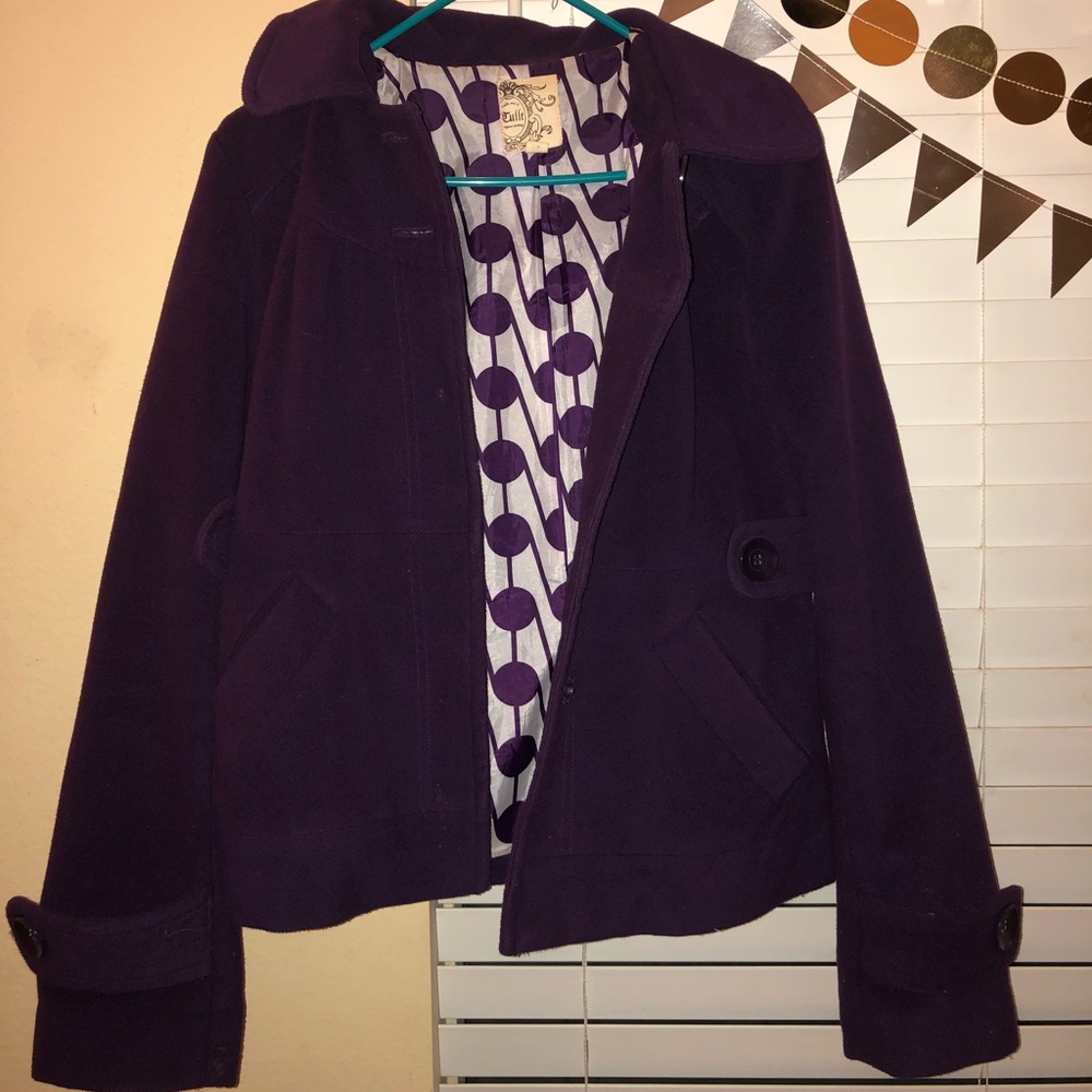 Purple hooded coat